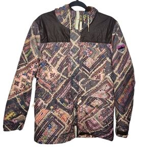 Burton Fremont Ski Snowboarding Quilted Hooded Print Jacket Women Size Medium